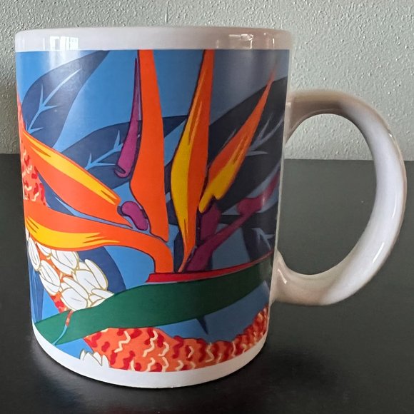 Set of 2 Vintage Hilo Hattie Mugs ~ Bird Of Paradise ~ Red Hibiscus - Picture 4 of 14